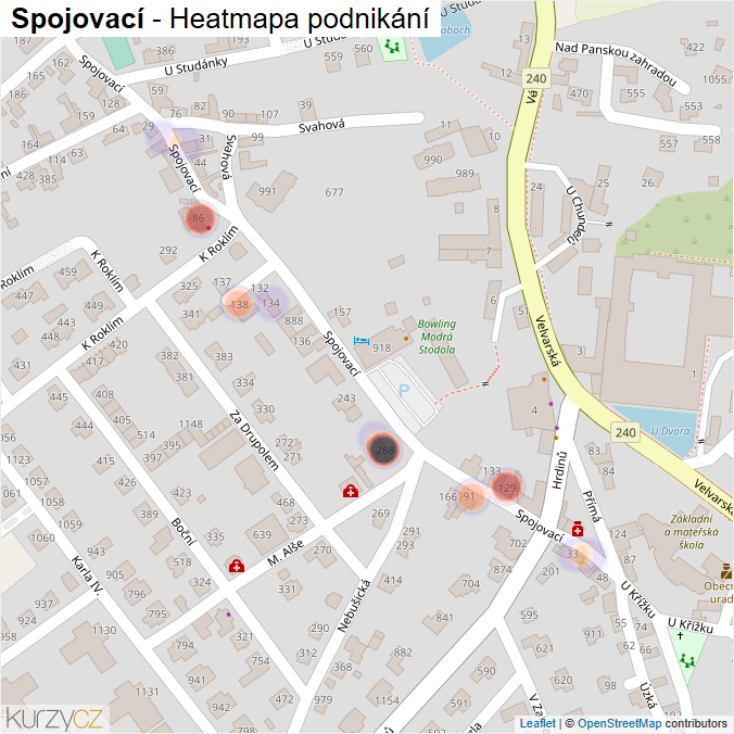 Mapa Spojovací - Firmy v ulici.