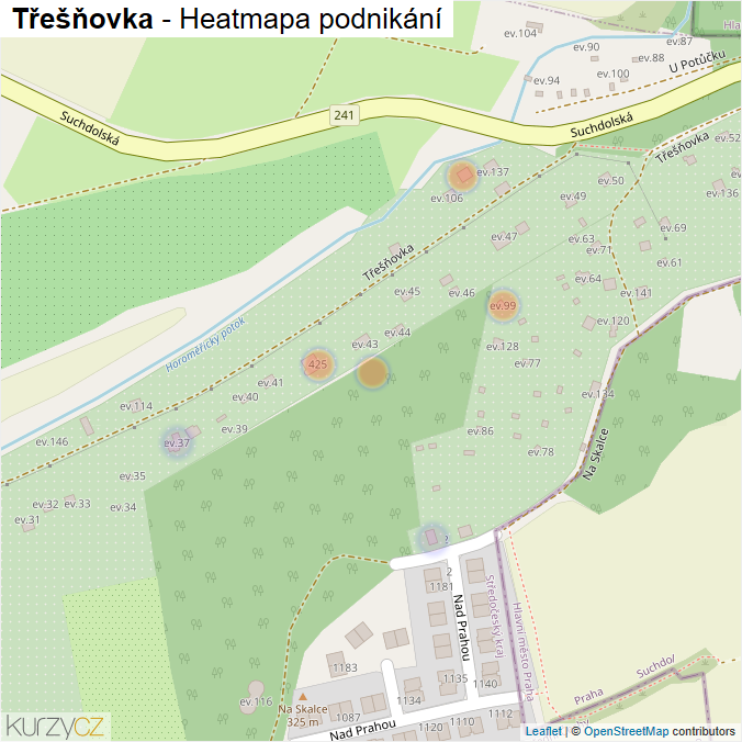 Mapa Třešňovka - Firmy v ulici.