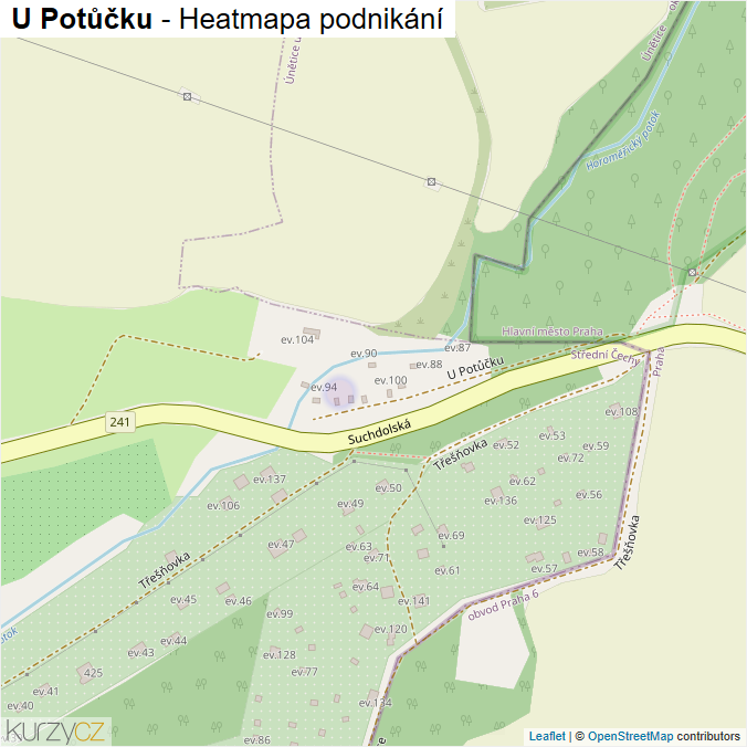 Mapa U Potůčku - Firmy v ulici.