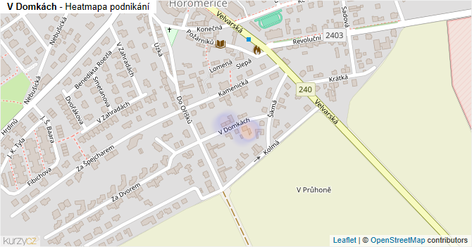 V Domkách - mapa podnikání