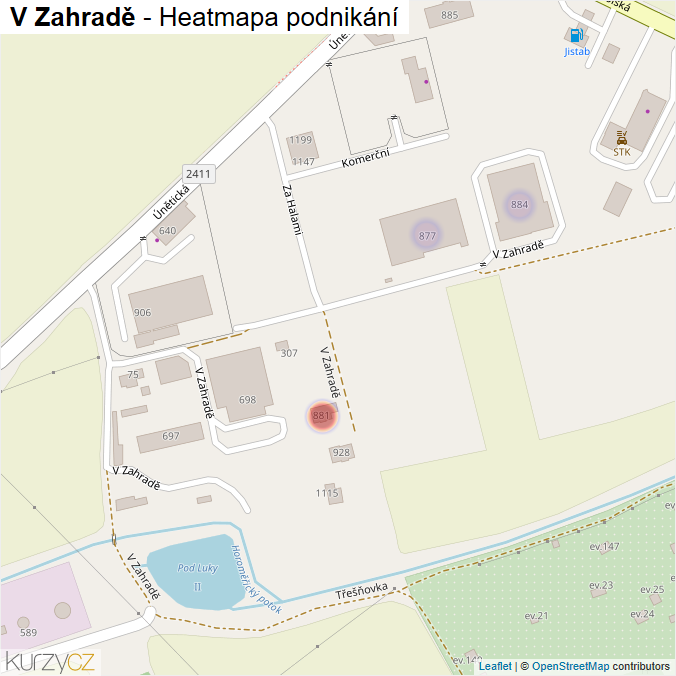 Mapa V Zahradě - Firmy v ulici.