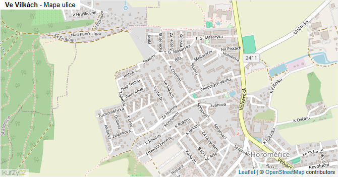 Ve Vilkách - mapa ulice