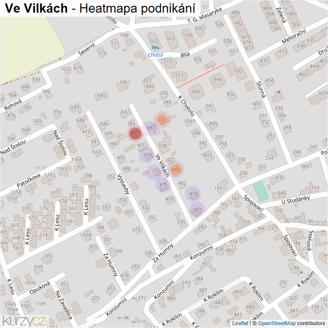 Mapa Ve Vilkách - Firmy v ulici.