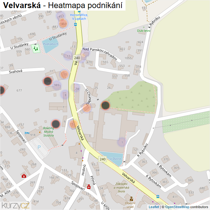 Mapa Velvarská - Firmy v ulici.