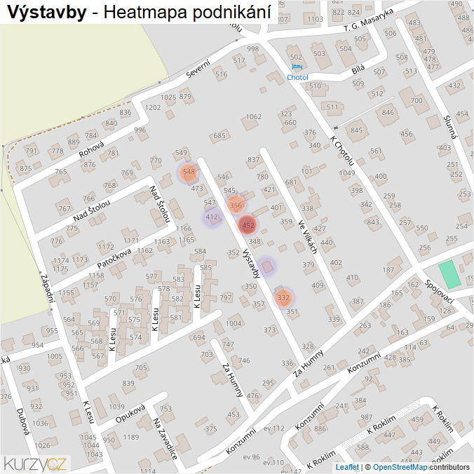 Mapa Výstavby - Firmy v ulici.