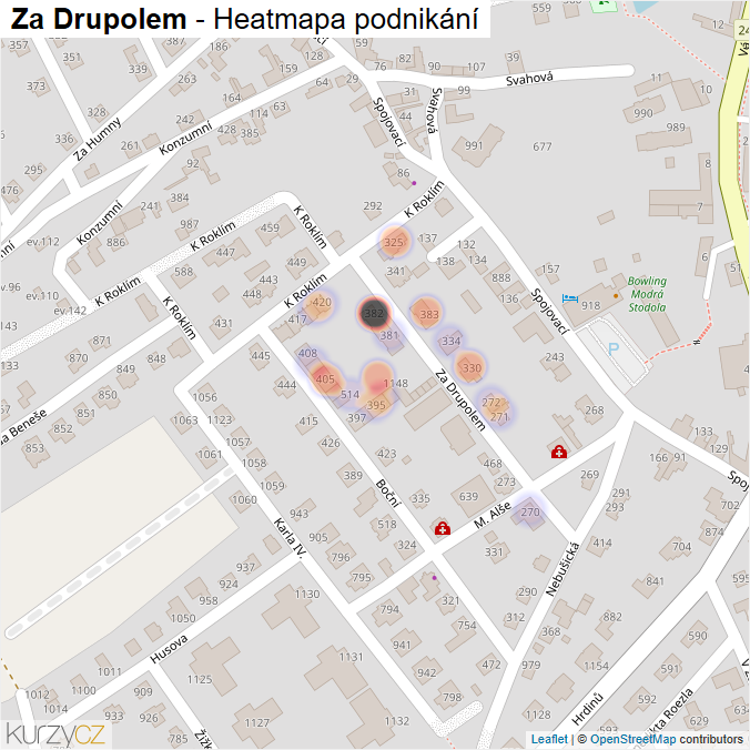 Mapa Za Drupolem - Firmy v ulici.