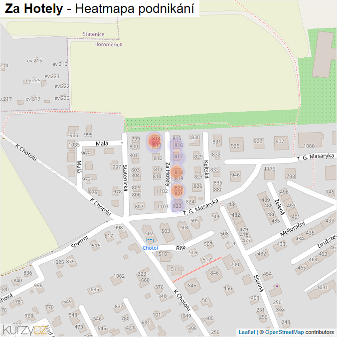 Mapa Za Hotely - Firmy v ulici.