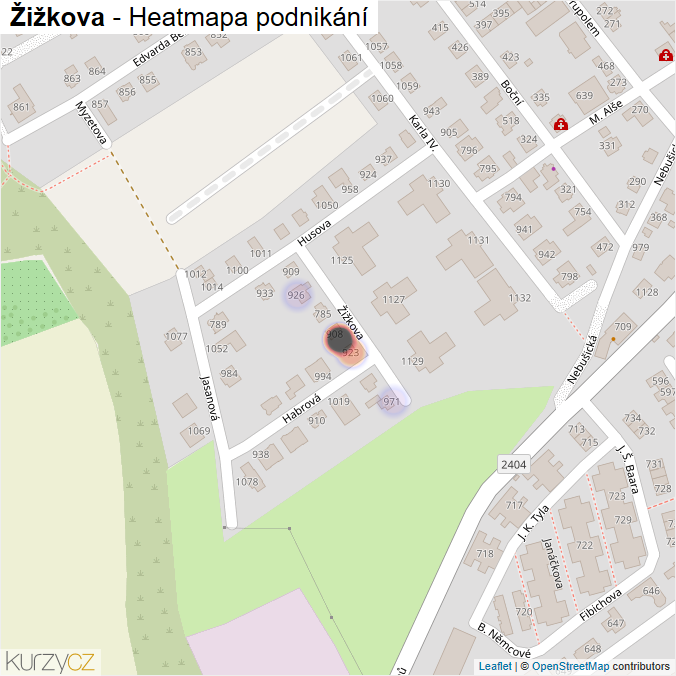 Mapa Žižkova - Firmy v ulici.