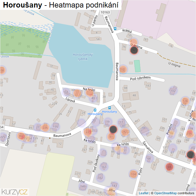 Mapa Horoušany - Firmy v obci.