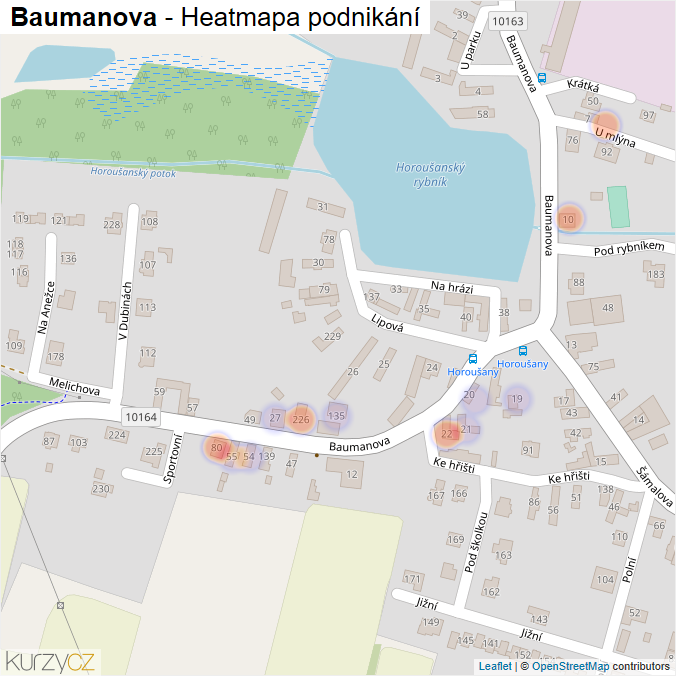 Mapa Baumanova - Firmy v ulici.