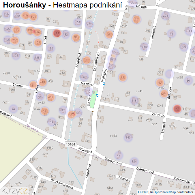 Mapa Horoušánky - Firmy v části obce.