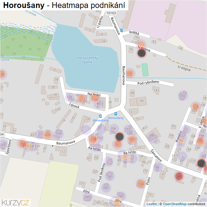 Mapa Horoušany - Firmy v části obce.