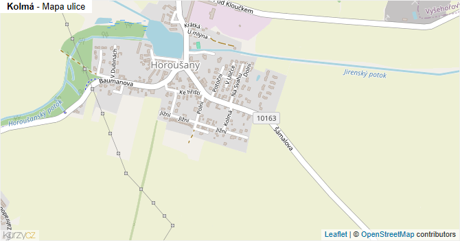 Kolmá - mapa ulice