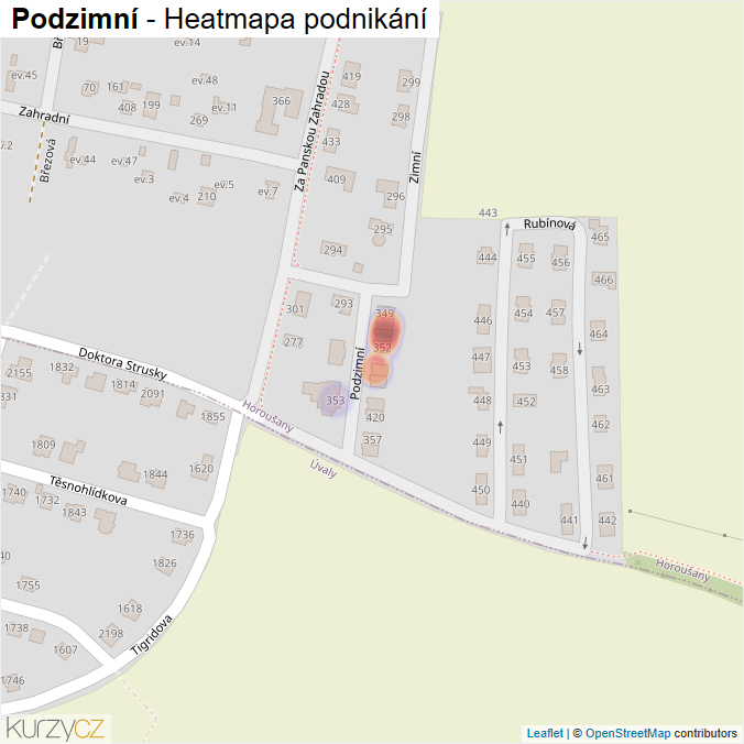 Mapa Podzimní - Firmy v ulici.