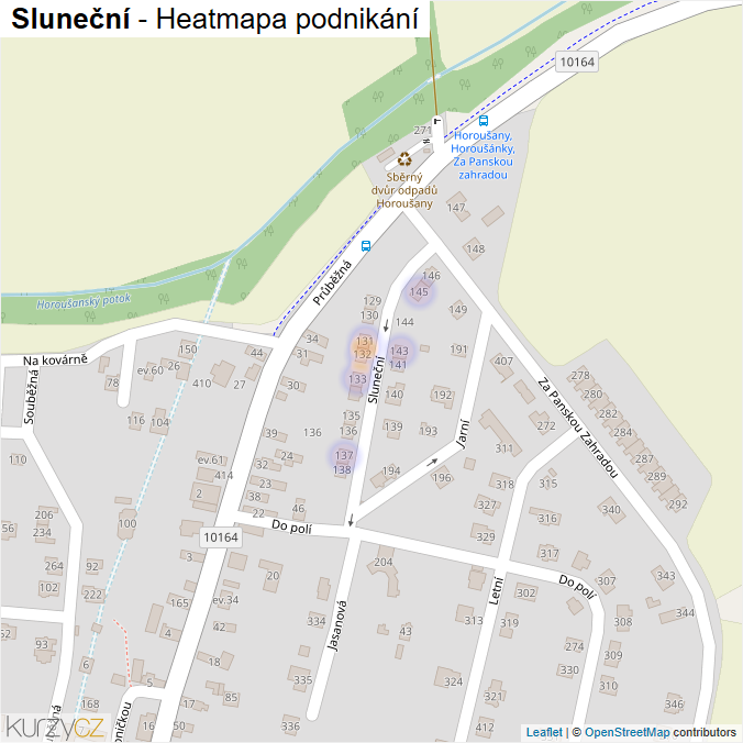 Mapa Sluneční - Firmy v ulici.