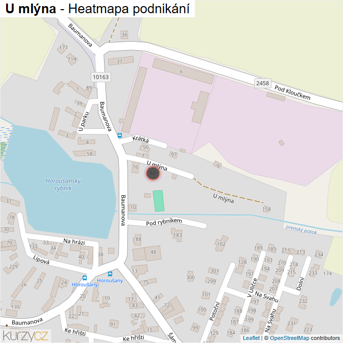 Mapa U mlýna - Firmy v ulici.