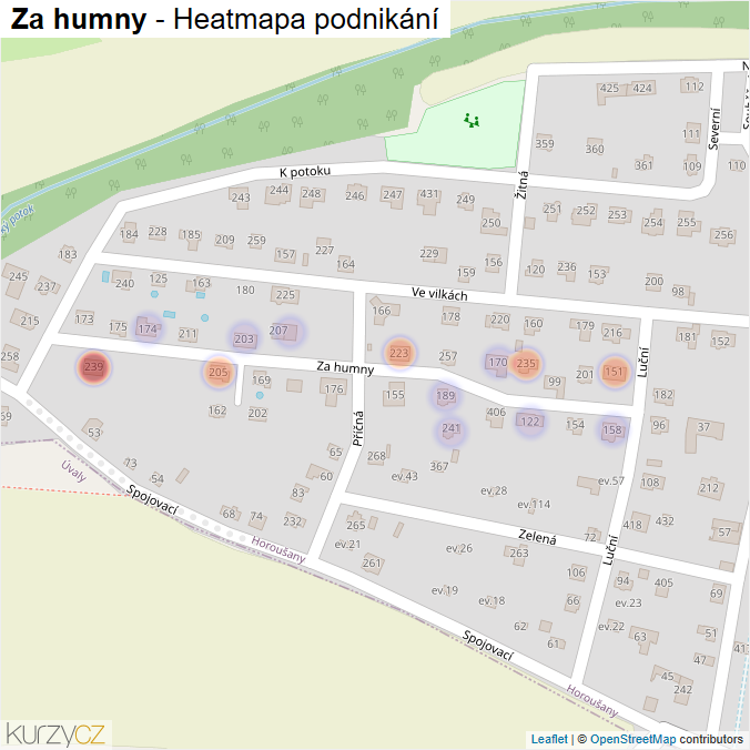 Mapa Za humny - Firmy v ulici.