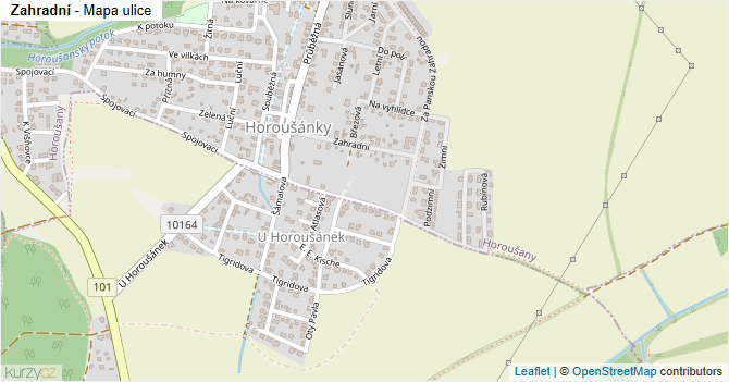 Zahradní - mapa ulice