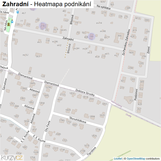 Mapa Zahradní - Firmy v ulici.