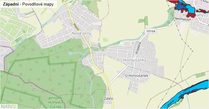 Západní - záplavové mapy stoleté vody