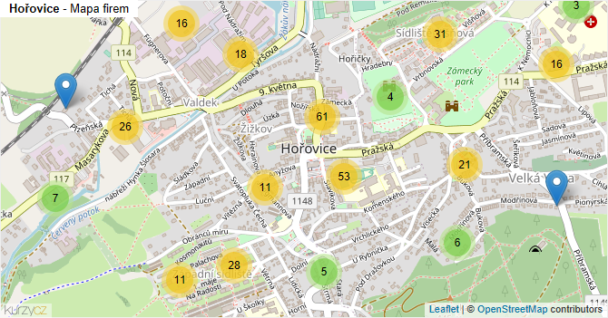 Hořovice - mapa firem