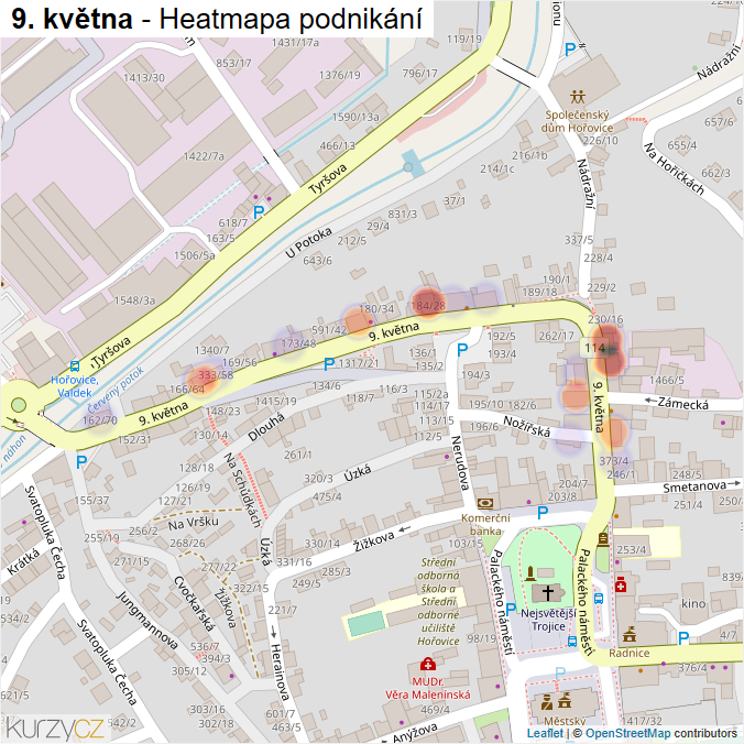 Mapa 9. května - Firmy v ulici.
