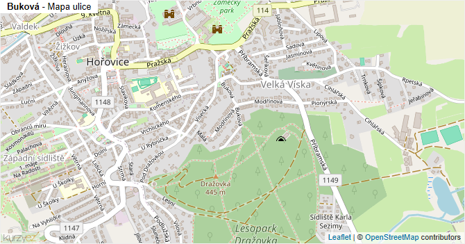 Buková - mapa ulice