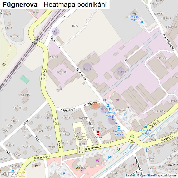 Mapa Fügnerova - Firmy v ulici.