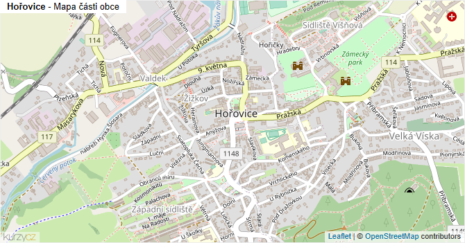 Hořovice - mapa části obce