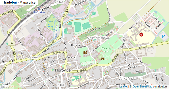 Hradební - mapa ulice