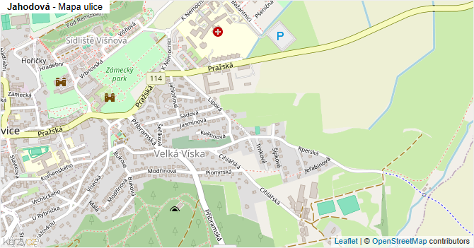 Jahodová - mapa ulice