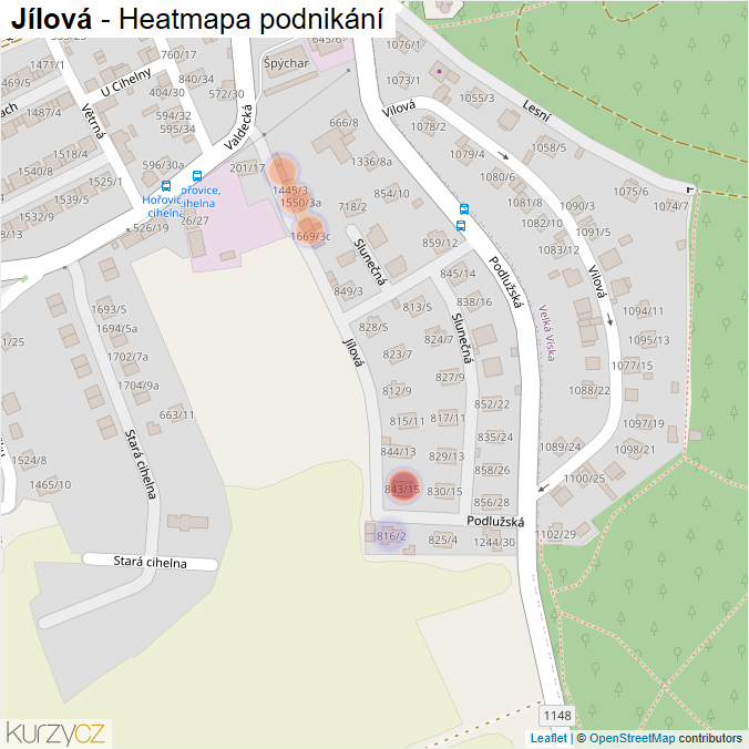 Mapa Jílová - Firmy v ulici.