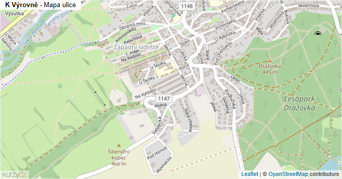 K Výrovně - mapa ulice