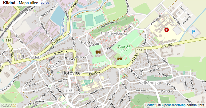 Klidná - mapa ulice
