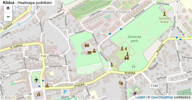 Klidná - mapa podnikání