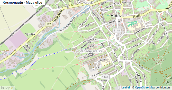 Kosmonautů - mapa ulice