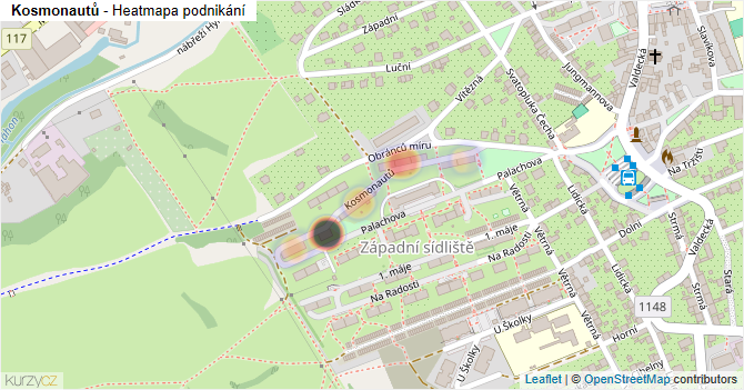 Kosmonautů - mapa podnikání