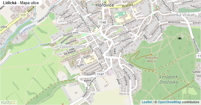 Lidická - mapa ulice