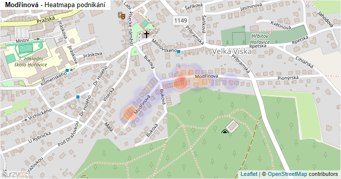 Modřínová - mapa podnikání