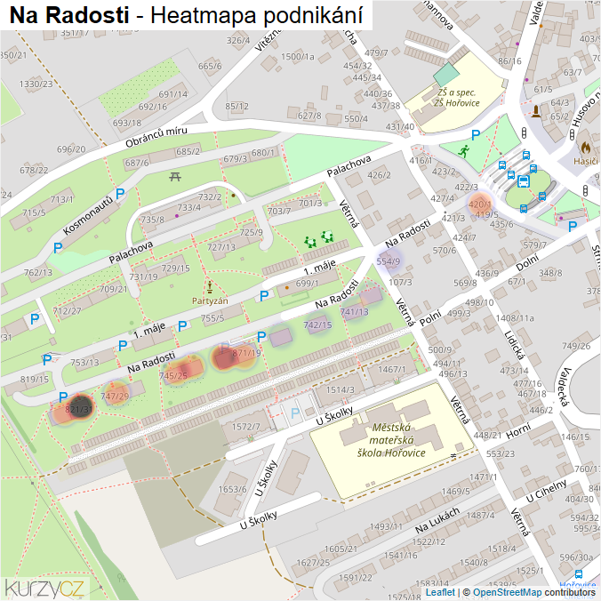 Mapa Na Radosti - Firmy v ulici.
