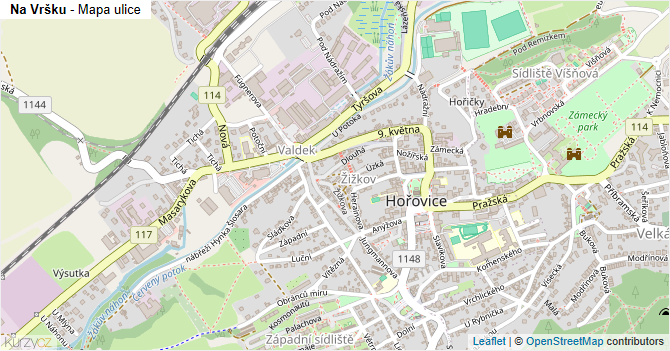 Na Vršku - mapa ulice