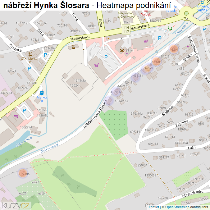 Mapa nábřeží Hynka Šlosara - Firmy v ulici.