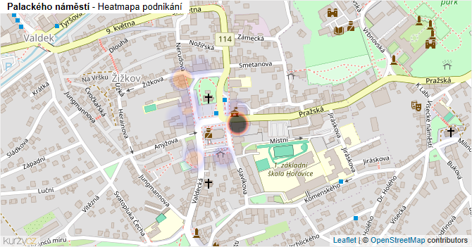 Palackého náměstí - mapa podnikání