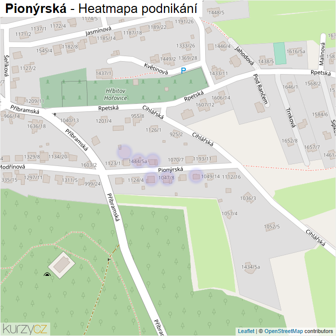 Mapa Pionýrská - Firmy v ulici.