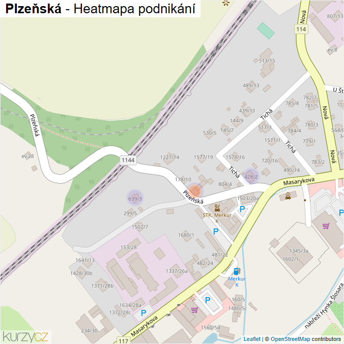 Mapa Plzeňská - Firmy v ulici.