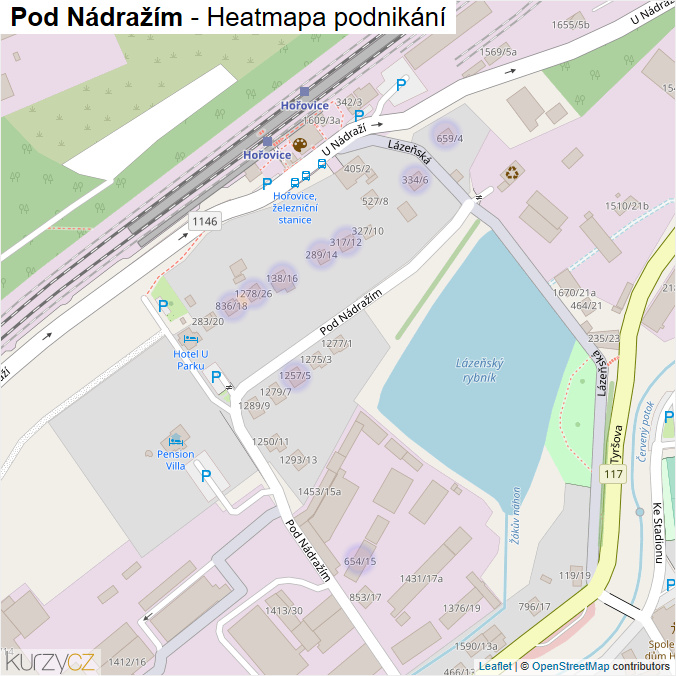 Mapa Pod Nádražím - Firmy v ulici.