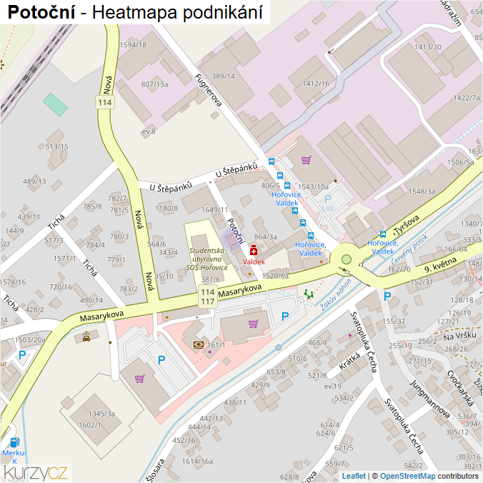Mapa Potoční - Firmy v ulici.