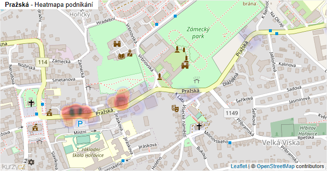 Pražská - mapa podnikání