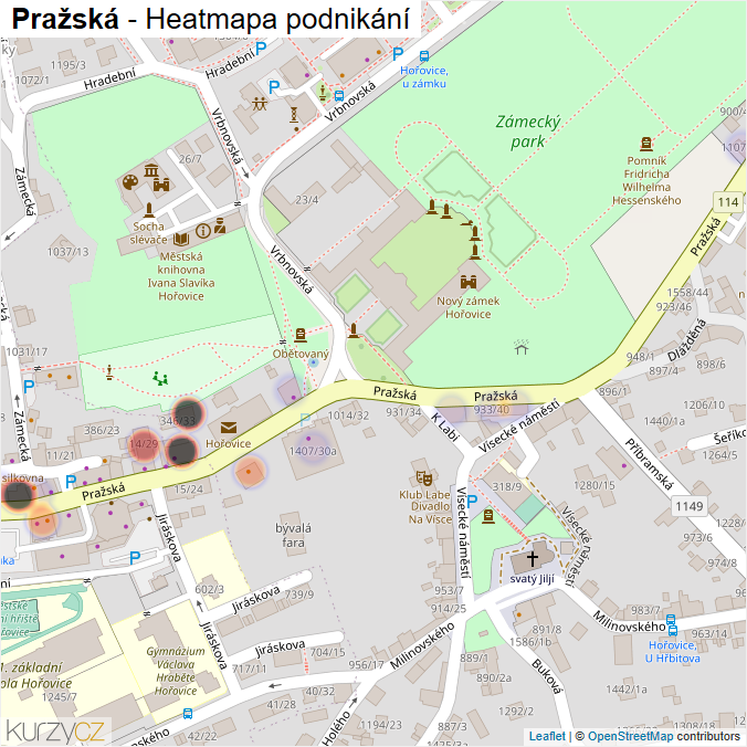 Mapa Pražská - Firmy v ulici.