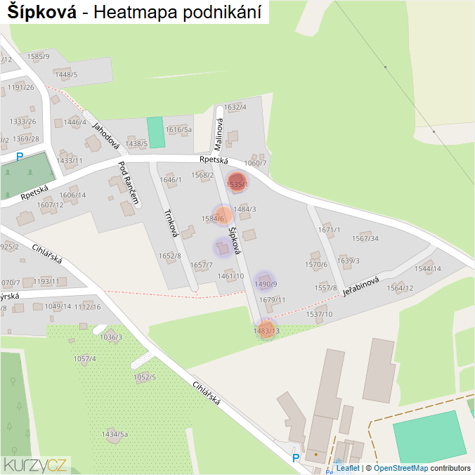 Mapa Šípková - Firmy v ulici.